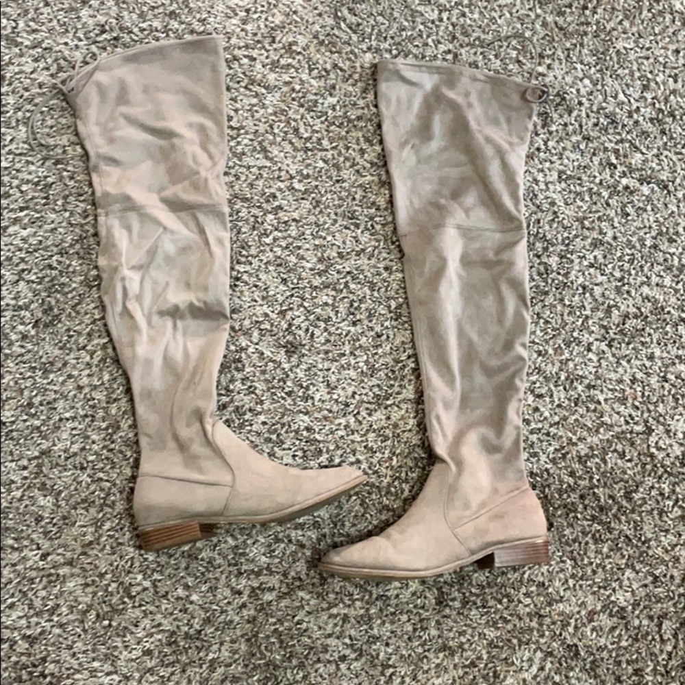 Over the knee gray boots